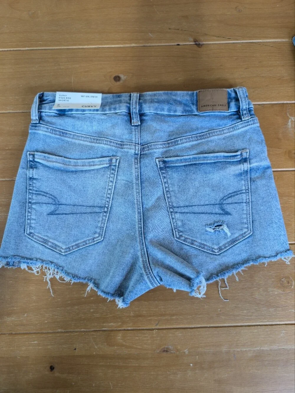 AEO Hi Rose Shortie Shorts Light Wash NWT